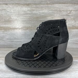 Vince Camuto Women's Lallia Black Cut Out Lace Up Heels Ankle Booties Size 7.5